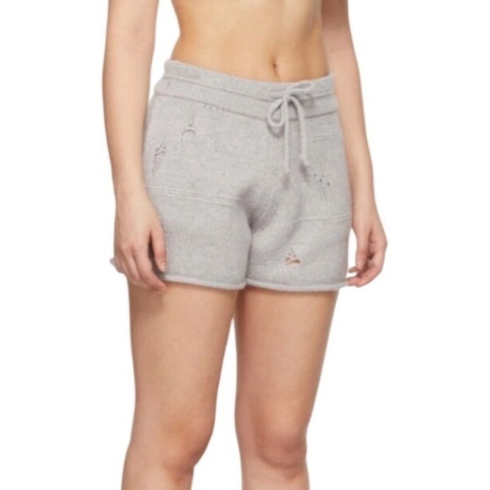 NWT Helmut Lang Grey Wool Designer Distressed Shorts XS $345
